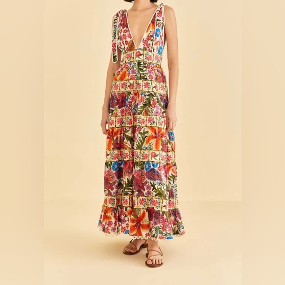 Farm Rio Floral Maxi Dress Small - Picture 2 of 8